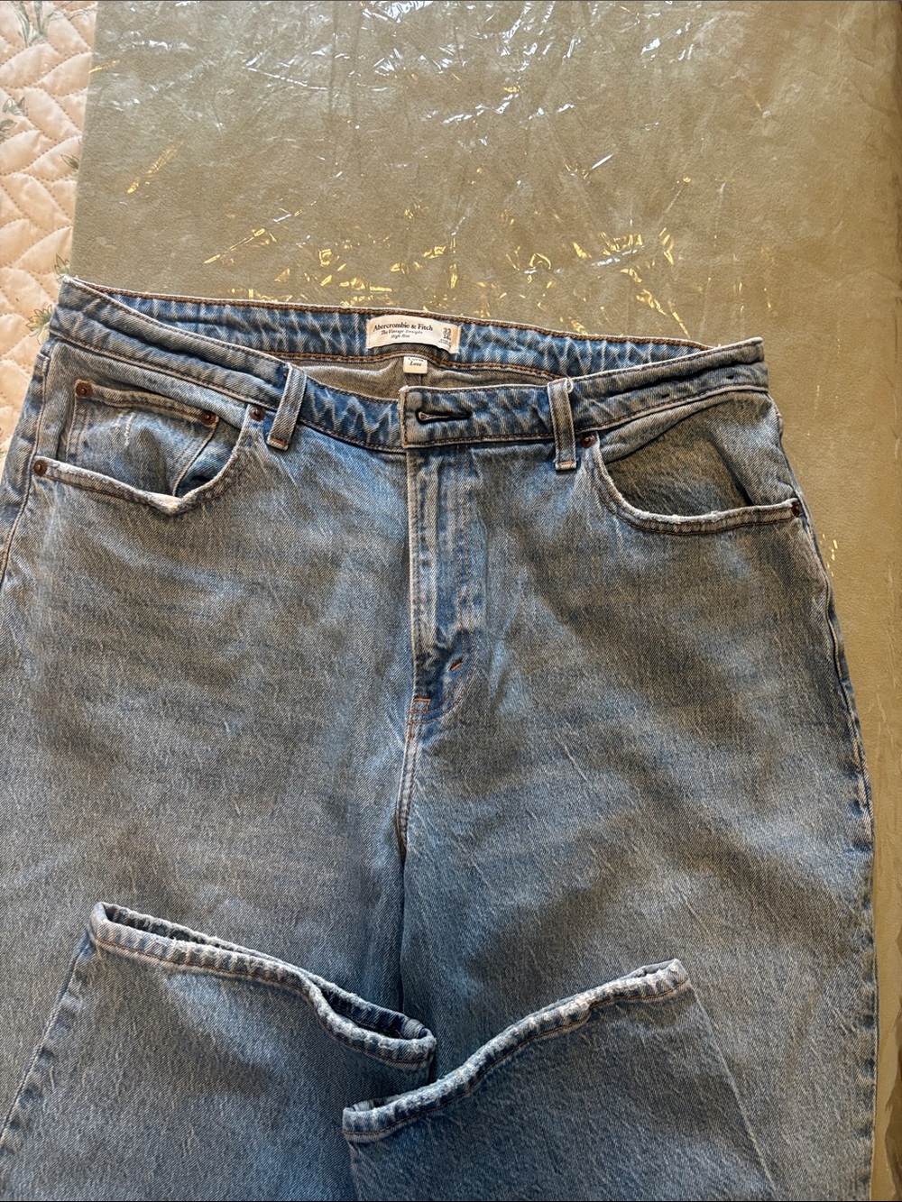 Abercrombie & Fitch Women's Vintage Light Blue Boyfriend Jeans